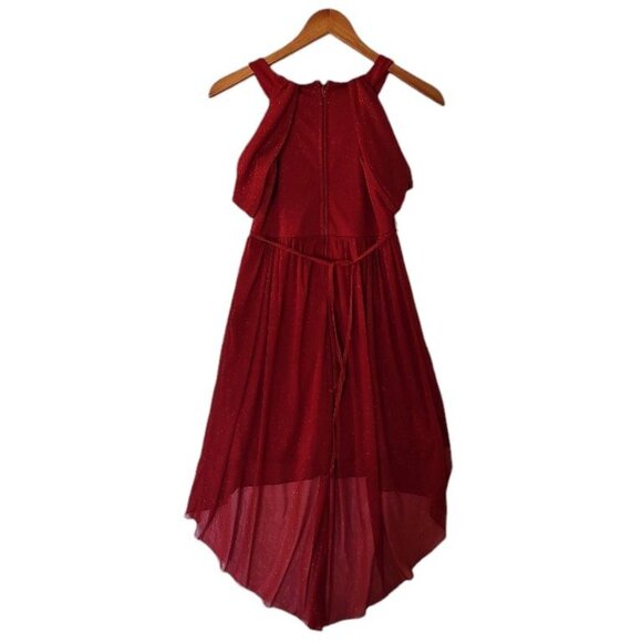 My Michelle Girls Red Holiday Hi‎ Low Embellished Sparkle Dress 12 - Picture 13 of 16
